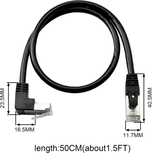 Vista 4 de Cable Ethernet Cat5, RJ45 macho a macho de 90 grados, cable de conexión de red de Internet LAN para PC, router, módem, impresora, Xbox, PS4-1.5 pies