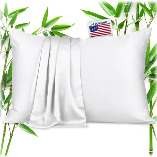 Vista 11 de Fundas de almohada 100% viscosa derivada de bambú - Funda de almohada refrescante - Tamaño estándar, crema, juego de 2 con cremallera