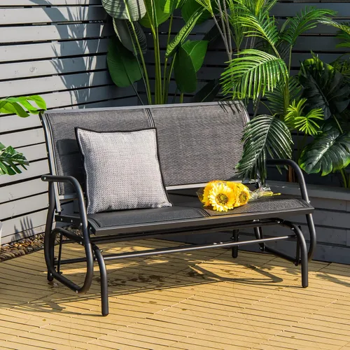 Vista 2 de Giantex Silla Planeadora Columpio de 48 Pulgadas con Amplio Espacio, Silla Planeadora de Salón Columpio para 2 Personas, Cómodo Banco de Patio
