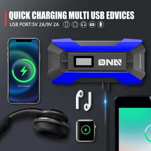 Vista 9 de DNA MOTORING 12V 1500A 15000 mAh Arrancador de batería portátil para auto, paquete de cargadores de batería, caja de puente, para hasta 7.0L de gas