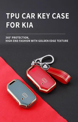 Vista 2 de ontto Llavero de 5 botones para llavero Kia Smart Remote con llavero para Sportage Stinger Cerato Ceed Forte TPU Key Bag Beige