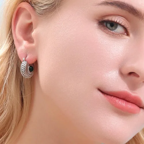 Vista 6 de CZYJEW Aretes de aro de oro, mini aretes de aro, chapados en oro de 18 quilates o chapados en rodio, aretes de aro de circonita cúbica, aretes