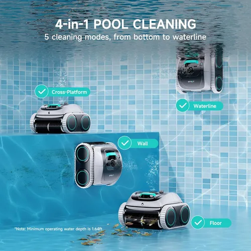 Vista 3 de WYBOT C1 - Robot aspirador inalámbrico para piscinas enterradas, gris con blanco