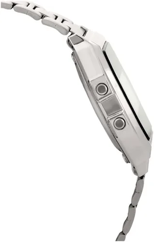 Vista 4 de Reloj digital para hombre, banda de acero inoxidable, resistente al agua, electrónico, cuadrado, LED, luz trasera, reloj de pulsera