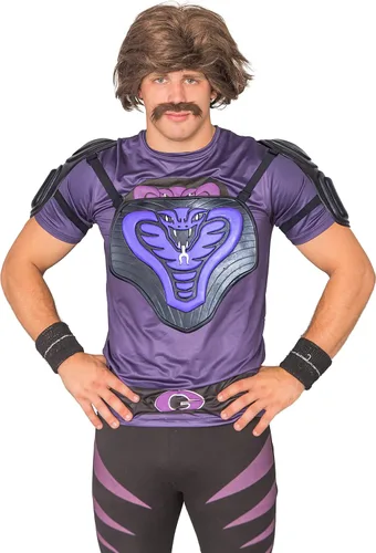 Vista 2 de Conjunto completo de disfraz de Halloween de cobras moradas con armadura y peluca