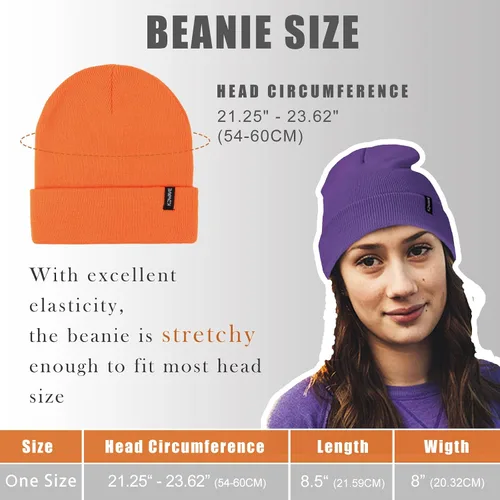 Vista 25 de Gorros de lana para mujeres y hombres, unisex, de punto suave, con puños, diseño de calavera, elástico, color sólido, sombreros de invierno