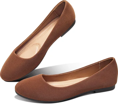 Vista 22 de Obtaom Zapatos planos de puntera redonda para mujer, zapatos de ballet negros para niñas