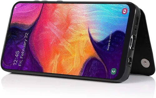 Vista 6 de Funda de teléfono para Samsung Galaxy A50 con protector de pantalla de vidrio templado y tarjetero con soporte para tarjetero, accesorios de cuero