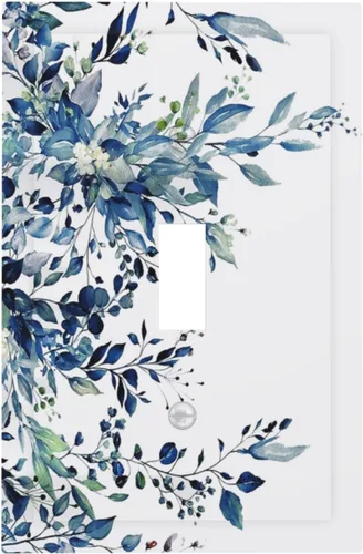 Vista 19 de Cubiertas de Enchufe Dúplex de 1 Gang con Hojas Florales de Eucalipto Azul en Acuarela, Placa Frontal Decorativa para Interruptor de Luz, Placa
