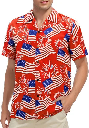 Vista 10 de Camisa hawaiana para hombre, con estampado floral, cómoda, con botones, casual, manga corta, ropa de playa para hombre