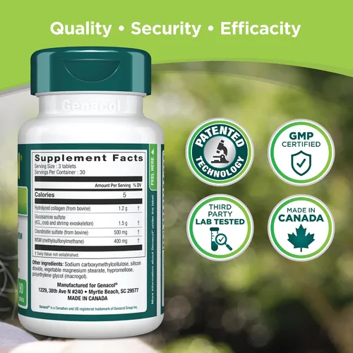 Vista 7 de Genacol Optimum - Suplemento para articulaciones de glucosamina, condroitina, MSM y colágeno ultrahidrolizado, mantiene articulaciones saludables