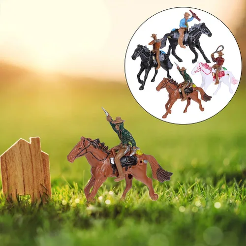 Vista 9 de Figuras occidentales, figuras de acción modelo, equitación de plástico indios, figuras de juego, 8 piezas