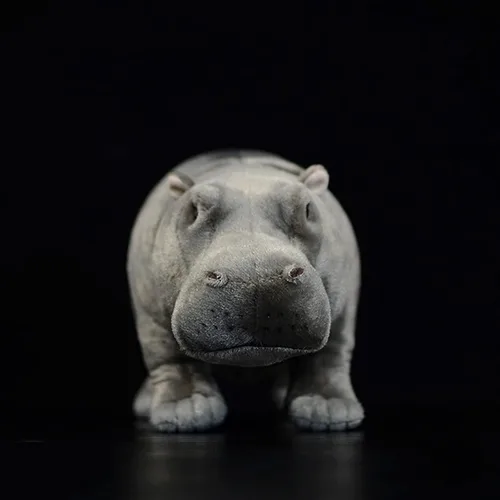 Vista 5 de Juguete de peluche grande de hipopótamo – Animal de peluche realista de 20 pulgadas, animales salvajes suaves hipopótamo, juguetes de peluche