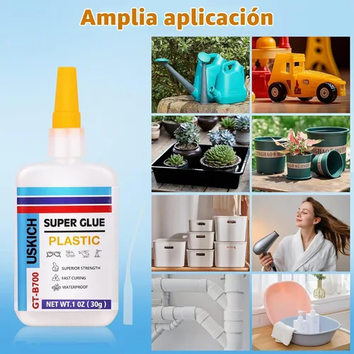 Vista 5 de Super pegamento para plástico con tapa antiobstrucción. 6 x 1 fl oz, pegamento de plástico adhesivo CA para modelo y miniatura, adecuado para PLA