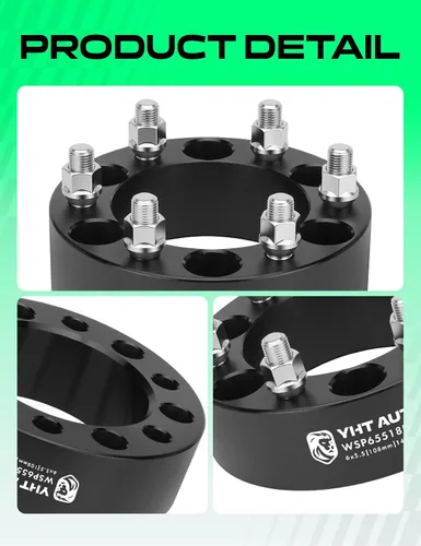 Vista 8 de YHTAUTO Espaciadores de rueda 6x5.5 de 2 pulgadas. Compatible con Chevrolet Silverado, Tahoe, C/K, GMC Sierra, Yukon, Cadillac Escalade Negro