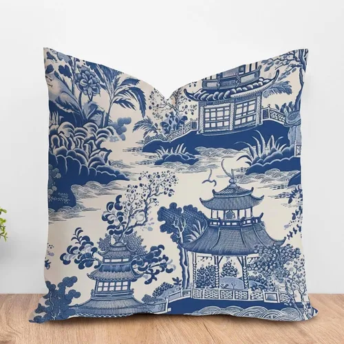 Vista 10 de ArogGeld Fundas de almohada de antílope blanco y flor azul de granja de acuarela animal azul ciervos blancos de lino blanco funda de almohada
