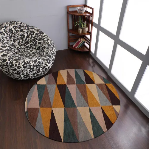 Vista 9 de Rugsotic Carpets Alfombras de lana copetuda a mano ecológicas – 2 pies 6 x 6 pies, forma de pasillo, multicolor, diseño geométrico moderno