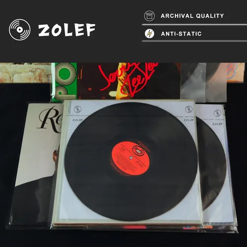 Vista 2 de Fundas interiores de vinilo de 12 pulgadas, paquete de 50 unidades, más gruesas, 3 capas, antiestático, estilo maestro, con papel de arroz