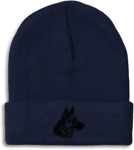 Vista 11 de Gorros personalizados para hombre, sombreros de invierno bordados de cabeza de pastor alemán negro para mujer, gorra de cráneo de acrílico, 1