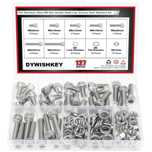 Vista 12 de DYWISHKEY - Juego de 566 piezas M2x 4/6/8/10/12/16/20mm tornillos de cabeza de botón, kit de tuercas y arandelas, tornillos M2, acero inoxidable 304