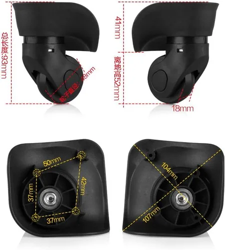 Vista 4 de Dilwe - Ruedas de repuesto para maleta de equipaje 2 pares de ruedas de PVC gran accesorio para maleta de equipaje W041-2 L
