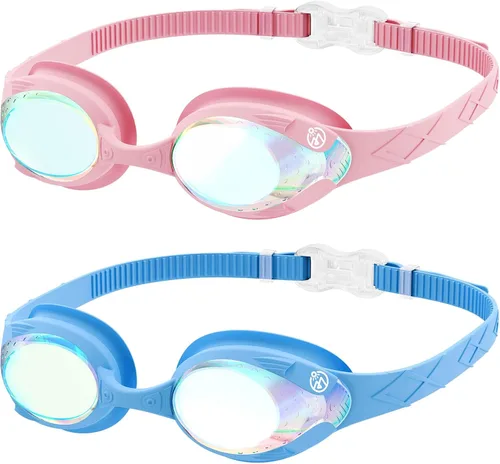 Vista 13 de OutdoorMaster - Gafas de natación de ajuste rápido para niños (2 unidades)
