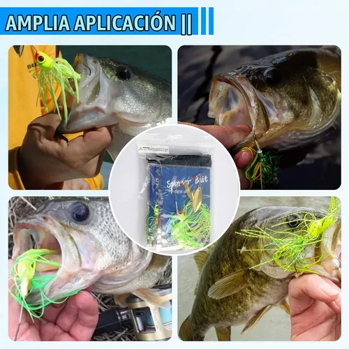 Vista 6 de Señuelos de pesca Spinnerbaits, 6/12 piezas de señuelos de pesca de lubina, cebos giratorios sin hierbas, señuelos para lubos, cebos de lucio, pesca