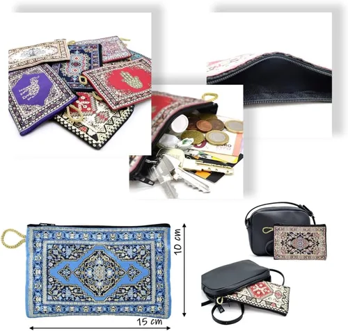 Vista 2 de BDM - Monedero billetero turco con Estampado Floral 2-Azul