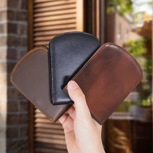 Vista 6 de Polare Slim Curve Front Pocket RFID Bloqueo Italiano Cartera plegable de cuero real para hombre