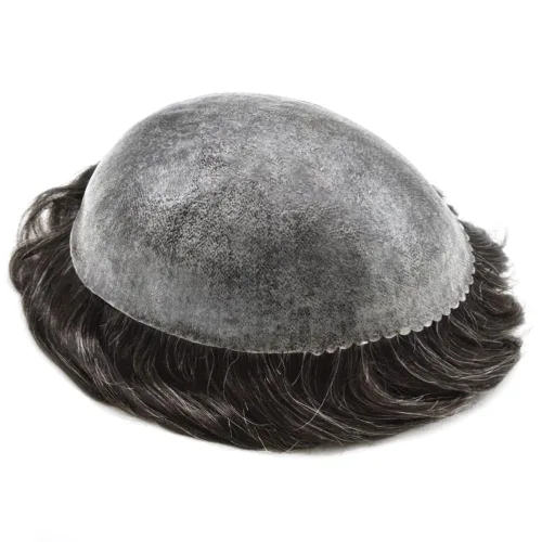 Vista 430 de Toupee para hombre 100% cabello humano real tupé para hombres 0.004 in piel de poliuretano para hombre, sistema de reemplazo de piezas de pelo