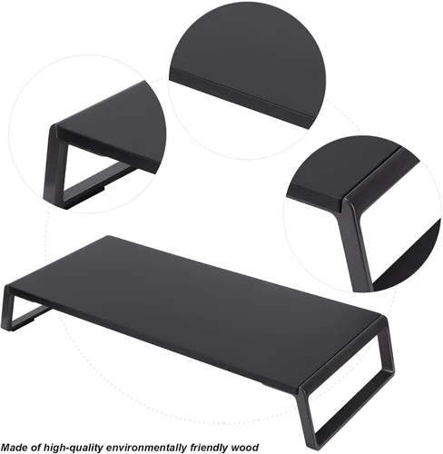 Vista 4 de Pssopp Soporte elevador de madera para monitor, TV PC portátil con almacenamiento, soportes para monitor que mejoran la postura para escritorio