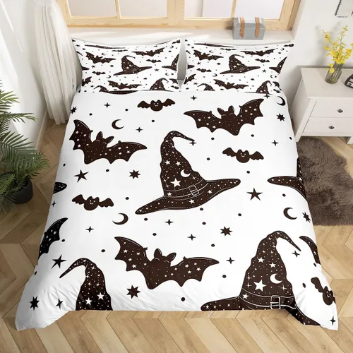 Vista 20 de Manfei Juego de funda de edredón de Halloween tamaño individual, juego de ropa de cama de 2 piezas para niños y niñas, decoración de habitación