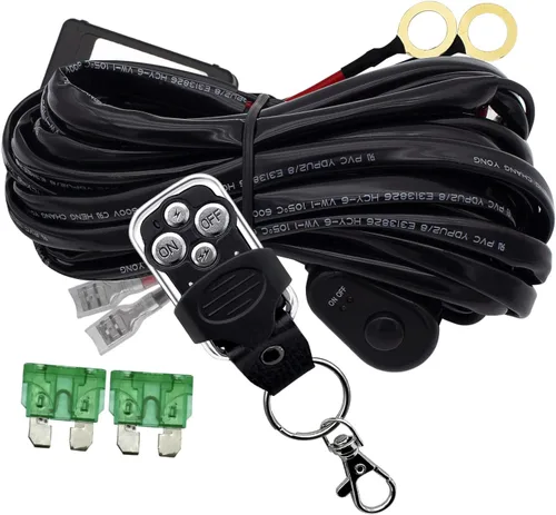 Vista 11 de Kit de arnés de cableado de barra de luces LED, interruptor de encendido y apagado DC12V, fusible de cuchilla de relé de alimentación de 14 AWG, kit