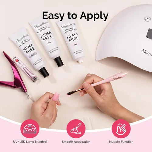 Vista 6 de MelodySusie Gel Poly, 60 g libre de Hema, gel para extensión de uñas, espesante de uñas, gel constructor curado con lámpara UV, diseño artístico