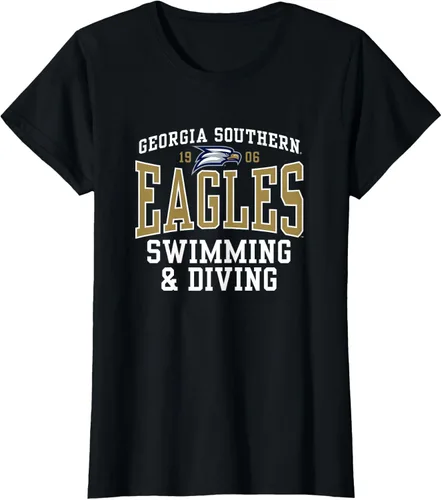 Vista 19 de Georgia Southern University Camiseta de natación y buceo Eagles, Negro