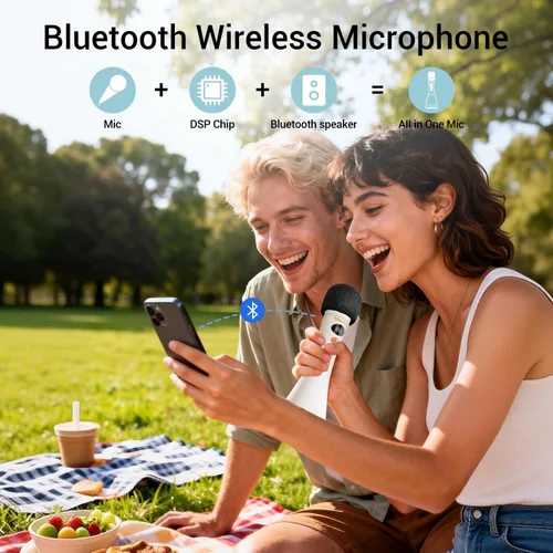 Vista 6 de TAKSTAR Micrófono y altavoz Bluetooth inalámbrico DA10 15W, micrófono de Negro