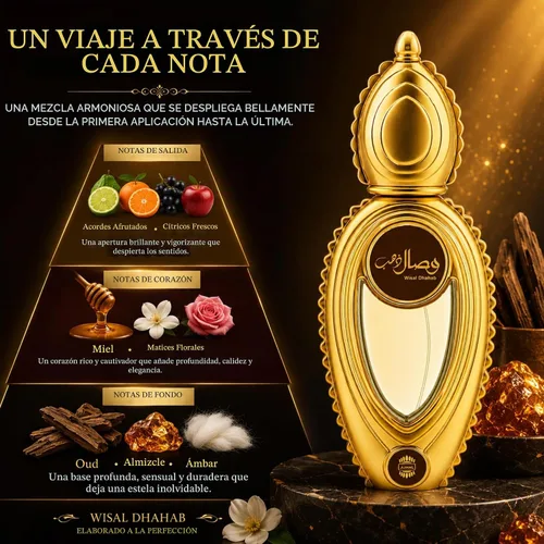 Vista 3 de Ajmal Wisal Dhahab Eau de Parfum Unisex, 1.7 oz - Aroma a madera afrutada