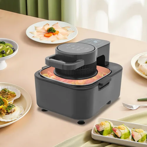 Vista 4 de Freidora de aire digital de 9L con cocción a temperatura constante de 360° para comidas simples y aperitivos, freidora de aire inteligente