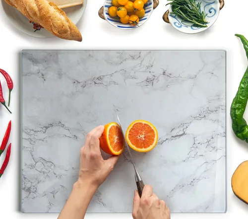 Vista 22 de Tabla de cortar de vidrio Kitchenville 16"x12": Protector de encimera de vidrio templado para la cocina - Duradero - Resistente a los arañazos