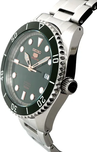 Vista 2 de Seiko Serie 5 reloj automático para hombre con esfera verde SRPB93, Verde, Moderno