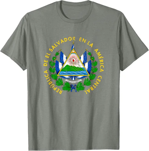 Vista 35 de Escudo de armas de El Salvador Salvadoran Distressed Design T-Shirt