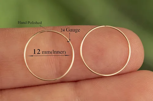 Vista 65 de Aretes de aro de oro de plata – Aretes de aro para mujer, dos piezas de aros de plata fina rellenos de oro, aro de hélice, anillo de tragus, aro