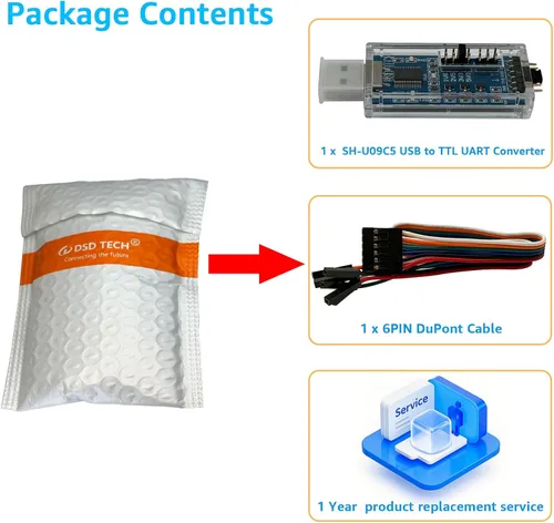 Vista 7 de DSD TECH SH-U09C5 USB a TTL UART Cable convertidor con soporte de chip FTDI 5V 3.3V 2.5V 1.8V TTL