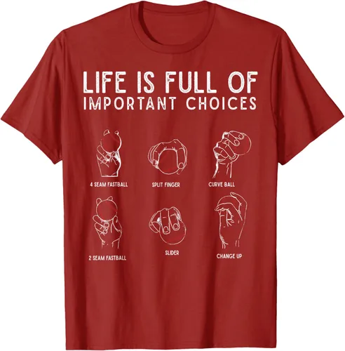 Vista 74 de Tipos de béisbol Pitches Life Choices Jugador Camiseta