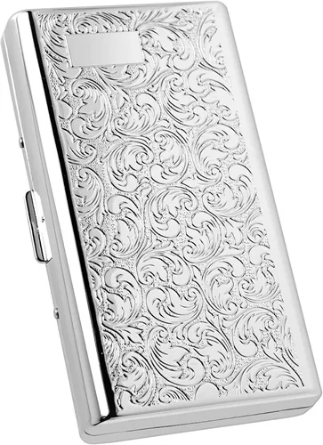 Vista 8 de Goshentech Estuche vintage, capacidad de 14, metal plateado metálico negro brillante, doble cara, caja de tarjeta bancaria, caja de efectivo