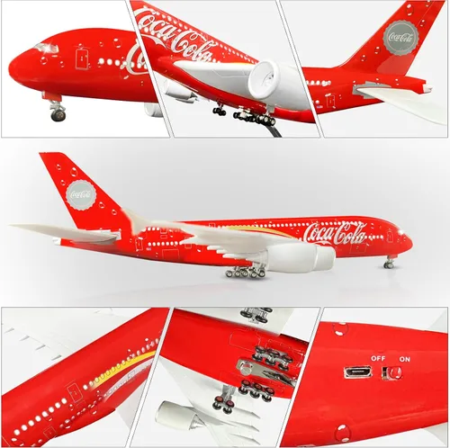 Vista 2 de Modelo grande del avión modelo 1:160 A380 modelo modelo del avión para los adultos con la luz del LED para el regalo y la decoración