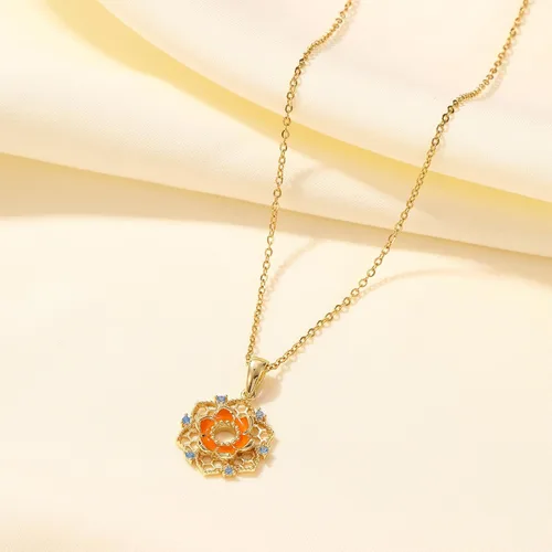 Vista 4 de 18K Gold-Plated Flower Pendant Necklace with Pearls and Zircon - Fashionable Cute Design for Girls and Women with Box Gifts