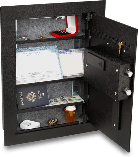 Vista 8 de Viking VS-52BLX caja de seguridad biométrica, con huella digital, escondida en la pared