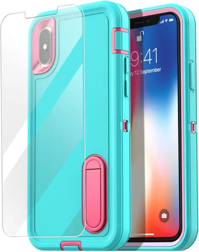 Vista 9 de AICase Funda resistente para iPhone X/XS, resistente de 3 capas de protección de grado militar, a prueba de golpes y caídas, para iPhone X/XS de 5.8