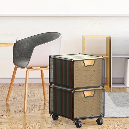 Vista 5 de Simple Houseware - Organizador apilable de malla para colgar archivos con ruedas, color negro